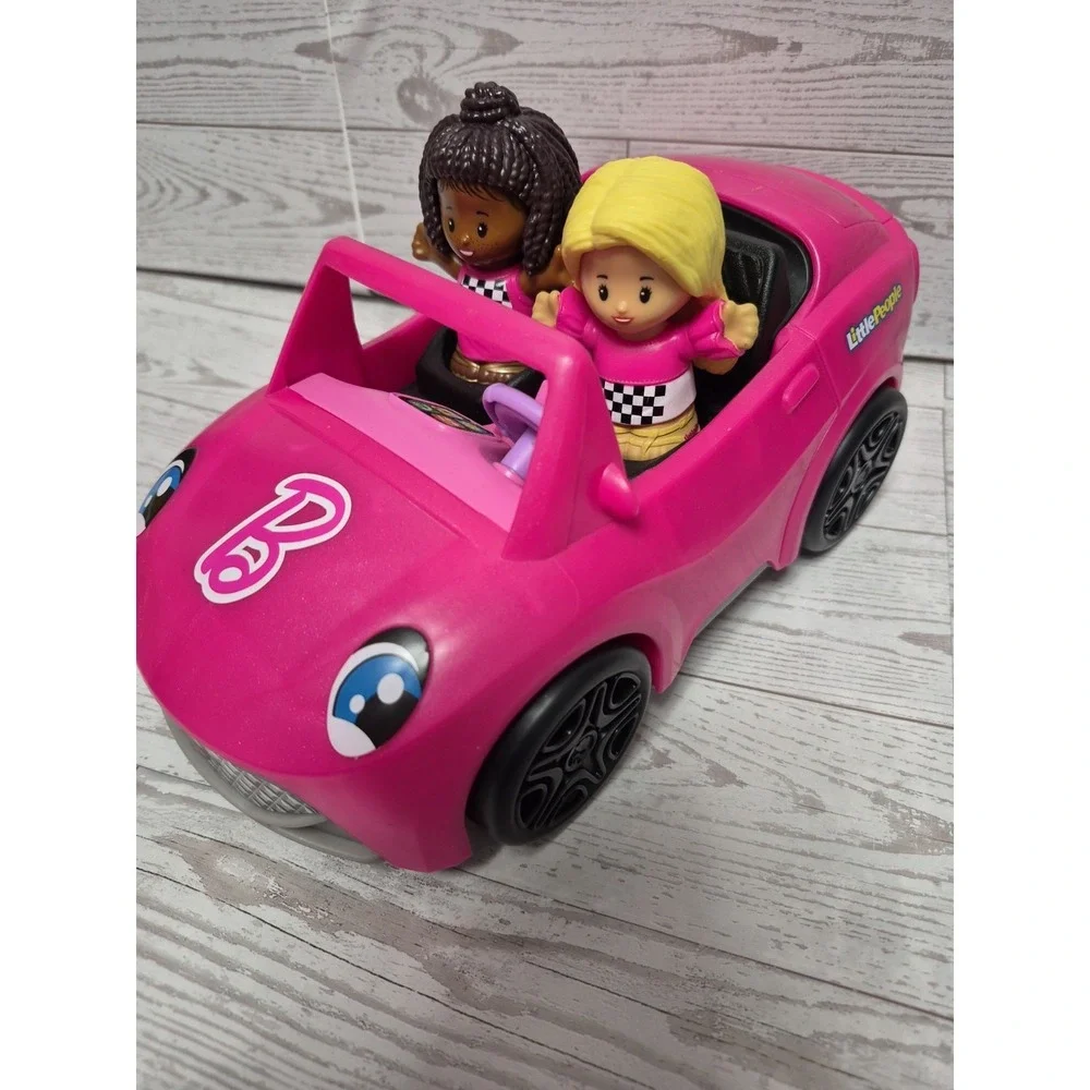 Fisher Price Little People Barbie & Friends Racing Convertible car w/2 figures